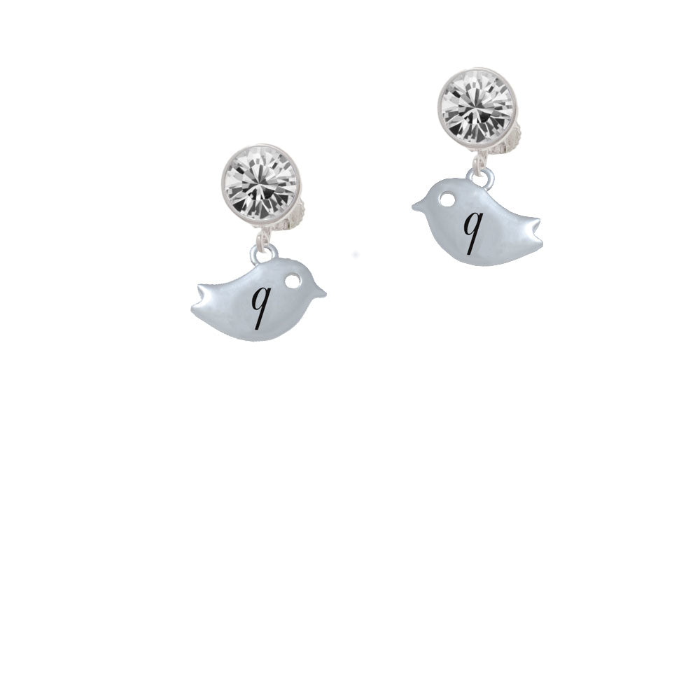 Little Bird Initial - Q - Crystal Clip On Earrings Image 2