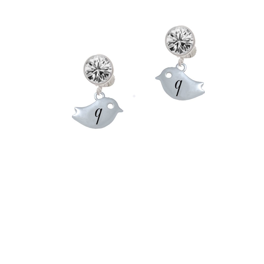 Little Bird Initial - Q - Crystal Clip On Earrings Image 1