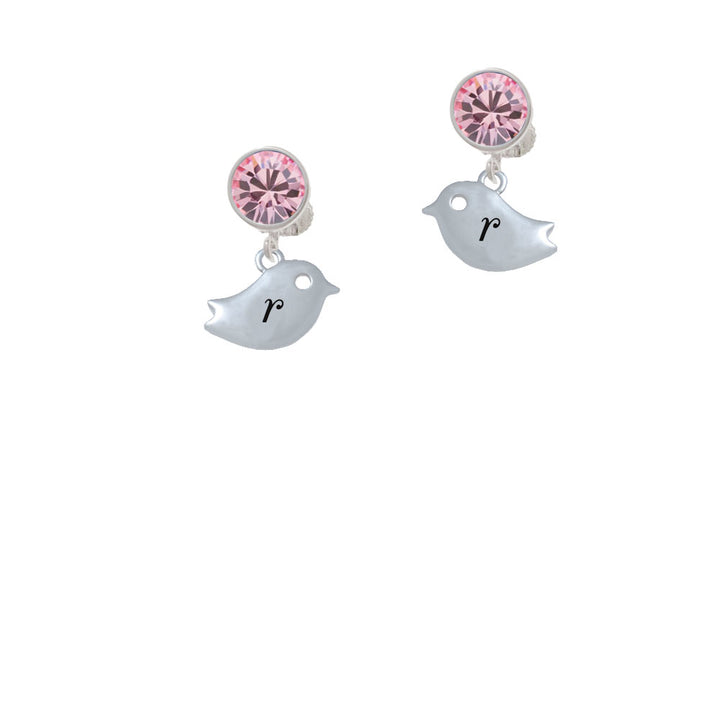 Little Bird Initial - R - Crystal Clip On Earrings Image 4