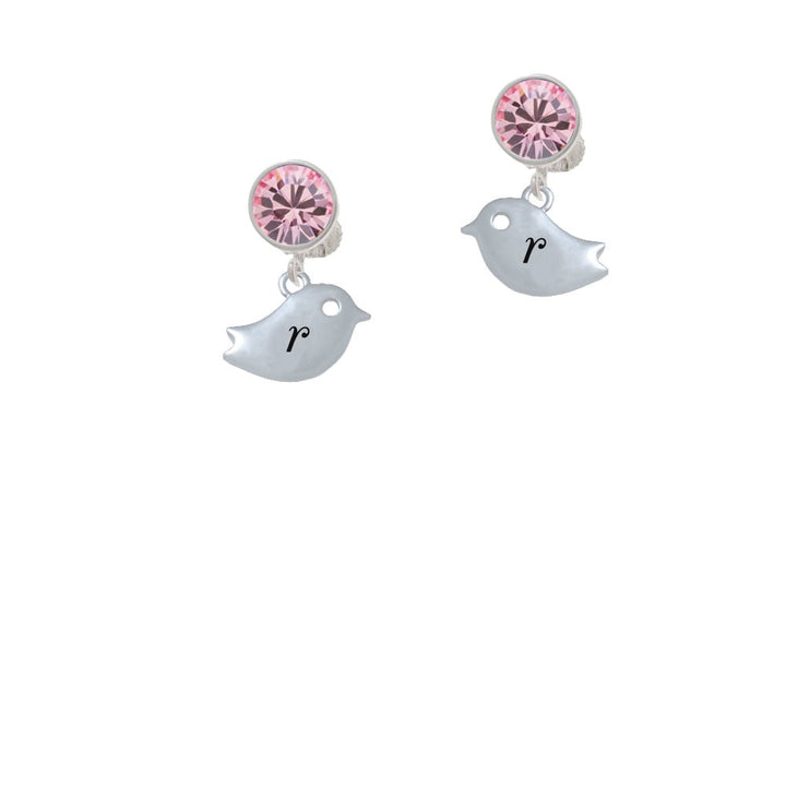 Little Bird Initial - R - Crystal Clip On Earrings Image 1