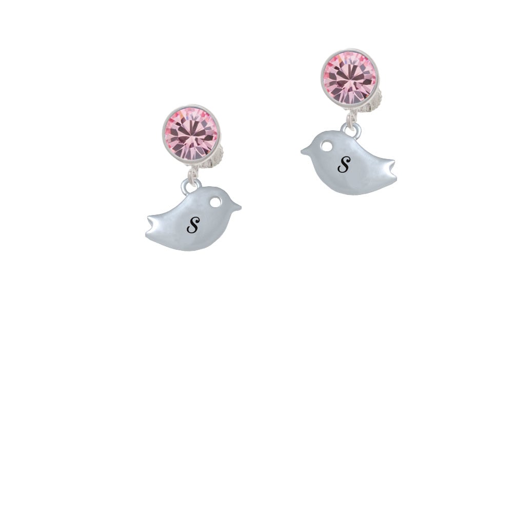 Little Bird Initial - S - Crystal Clip On Earrings Image 4