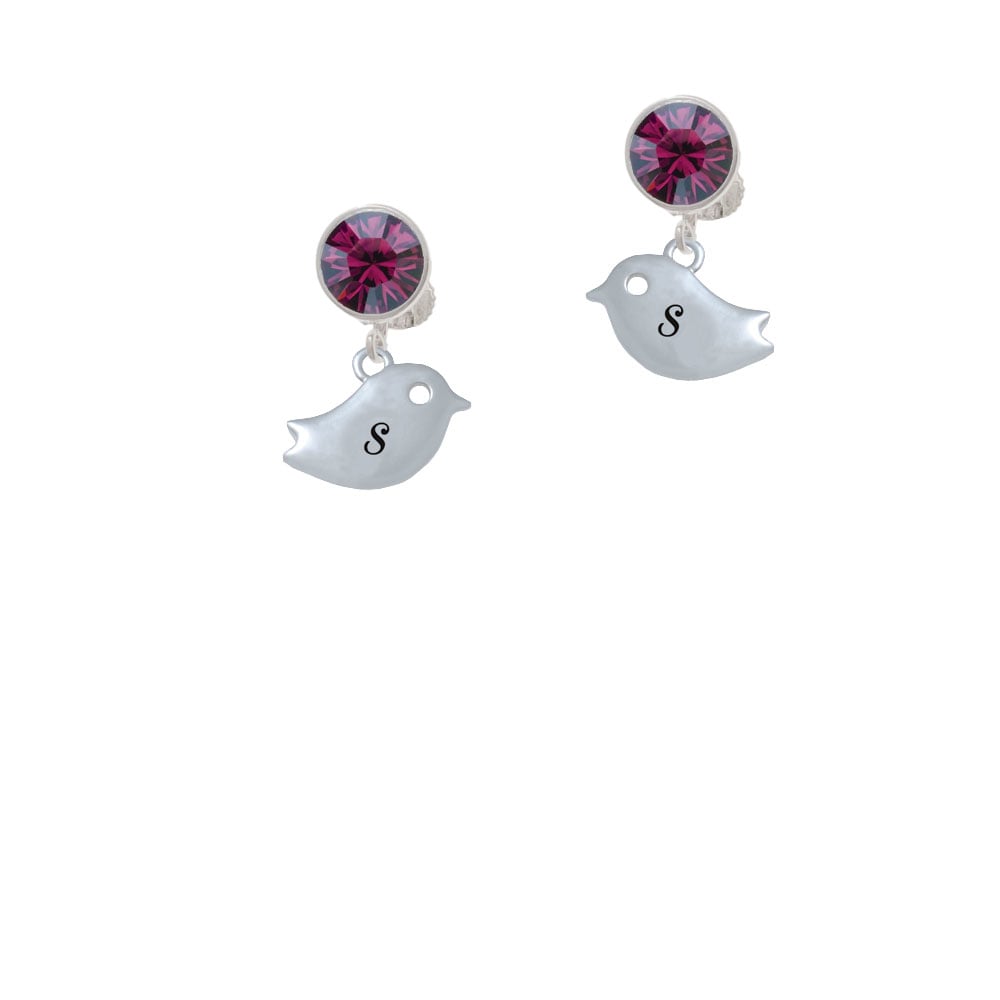 Little Bird Initial - S - Crystal Clip On Earrings Image 8