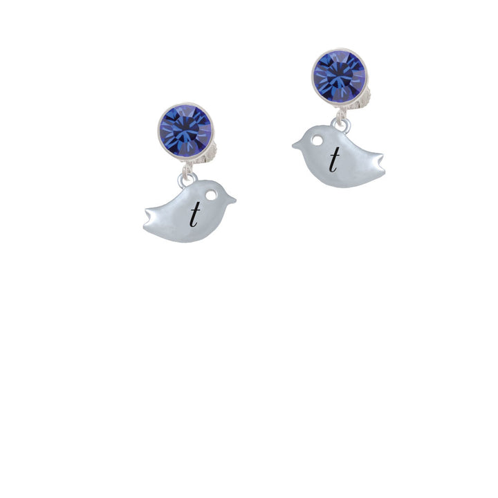 Little Bird Initial - T - Crystal Clip On Earrings Image 7