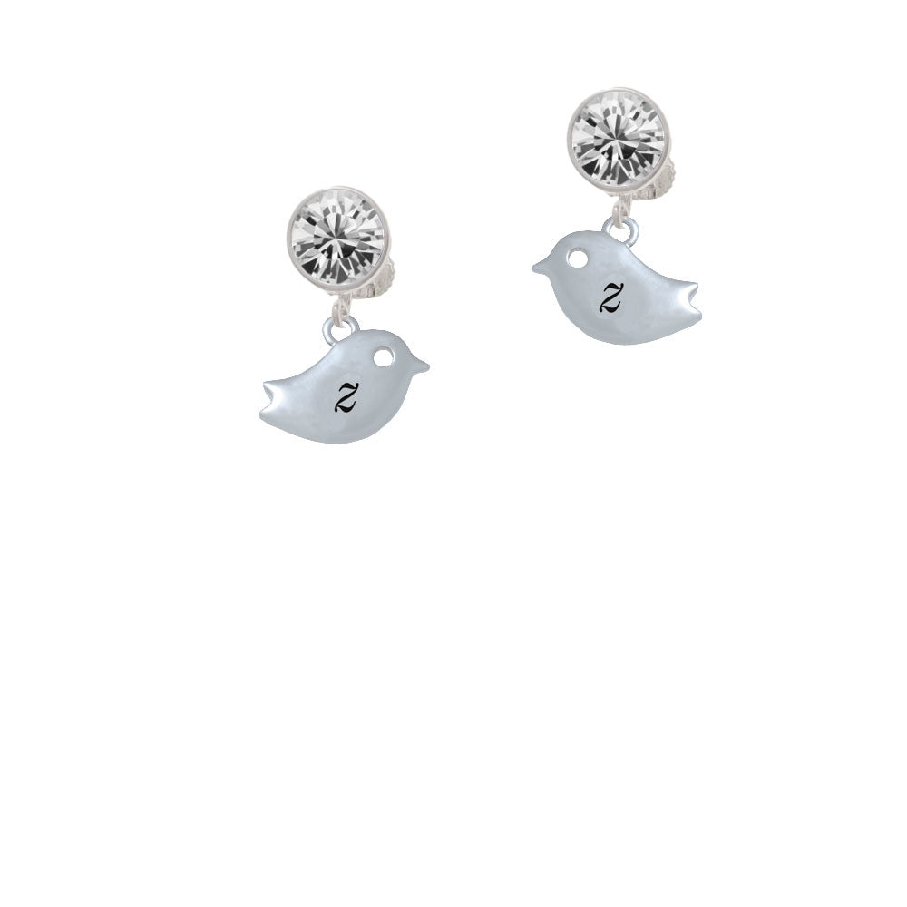 Little Bird Initial - Z - Crystal Clip On Earrings Image 2