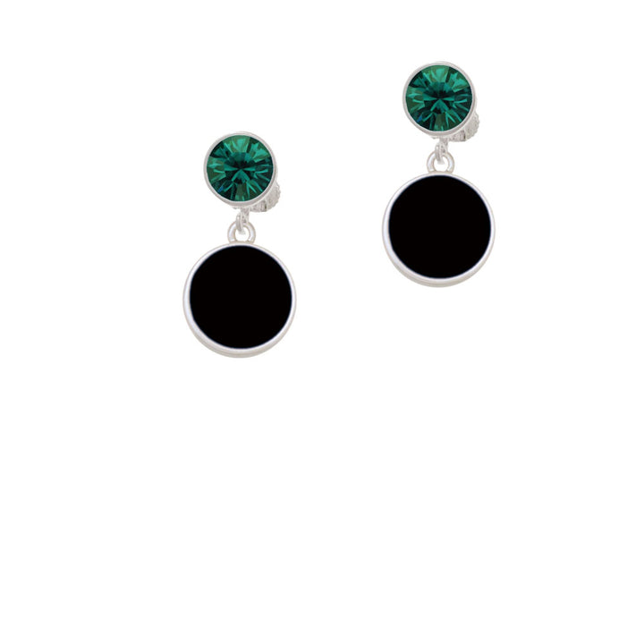 Small Black Enamel Disc Crystal Clip On Earrings Image 6