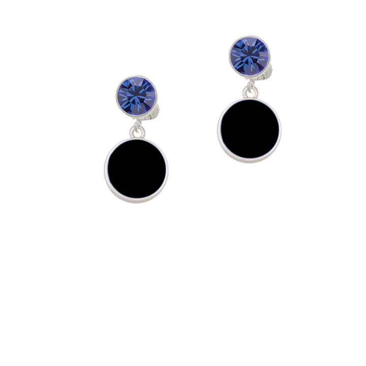 Small Black Enamel Disc Crystal Clip On Earrings Image 7