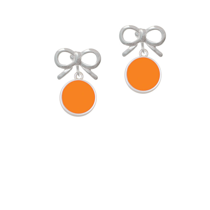 Small Orange Enamel Disc Crystal Clip On Earrings Image 9