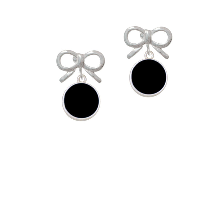 Small Black Enamel Disc Crystal Clip On Earrings Image 9