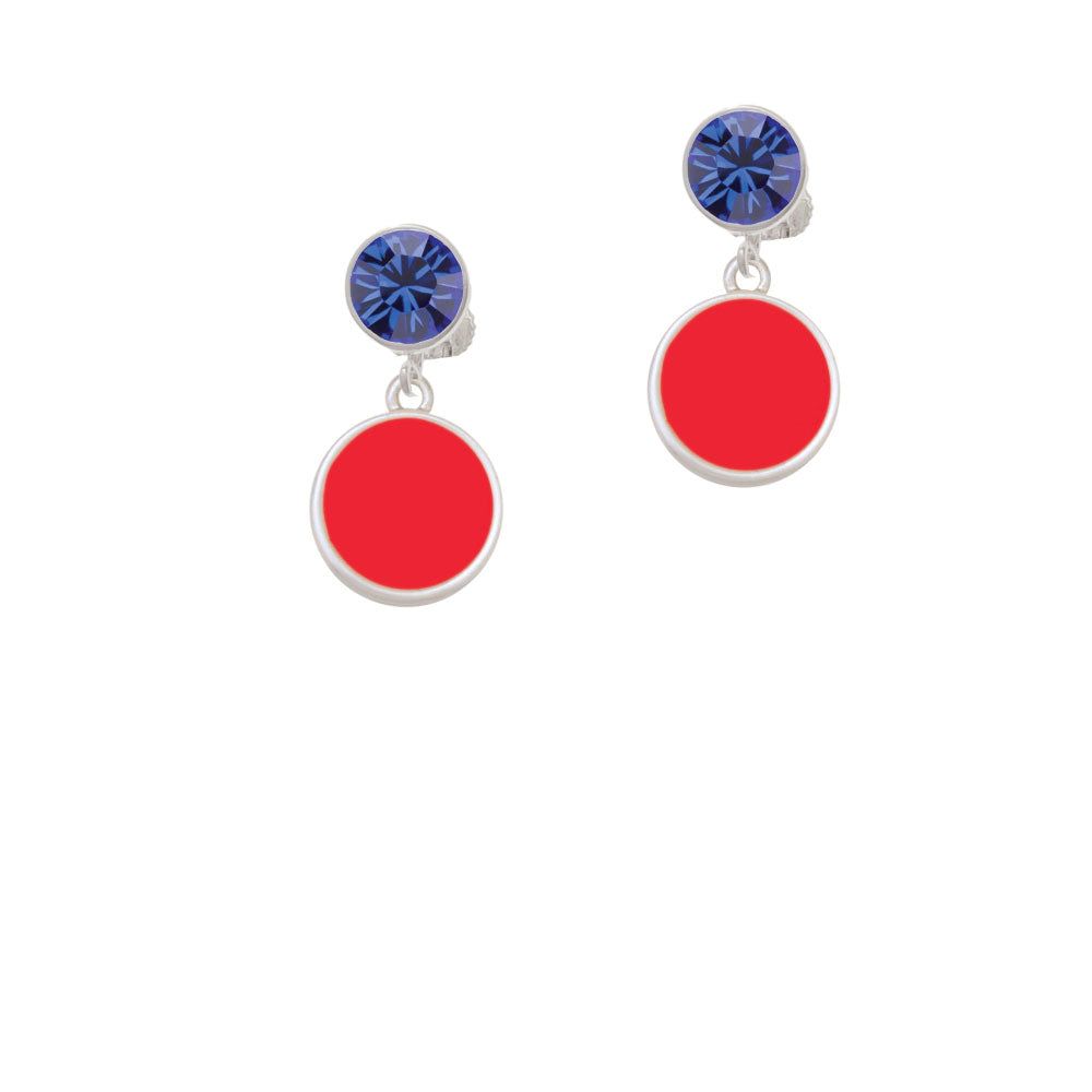 Small Red Enamel Disc Crystal Clip On Earrings Image 7