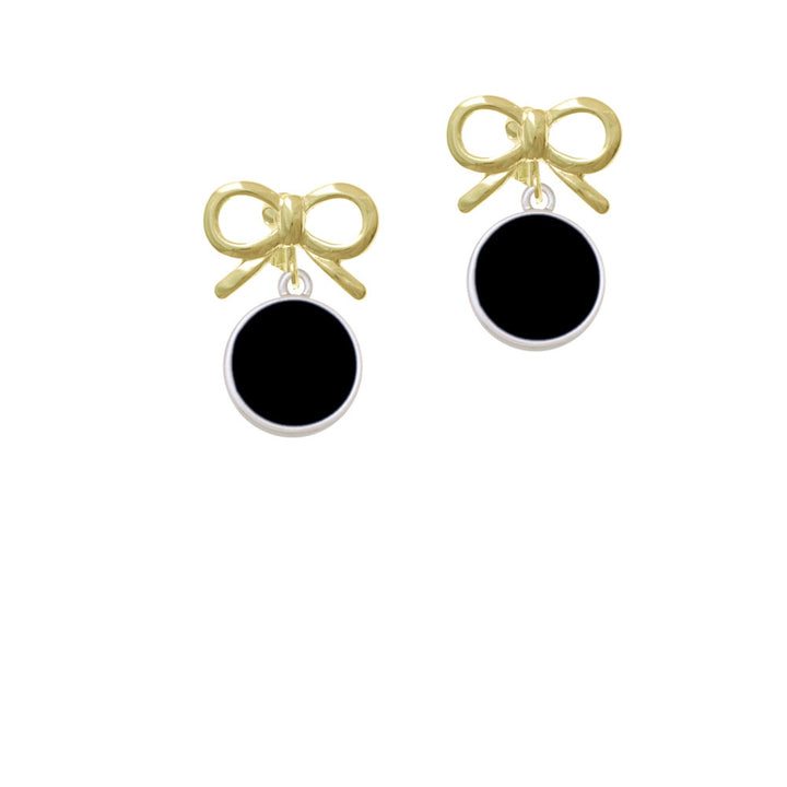 Small Black Enamel Disc Crystal Clip On Earrings Image 10