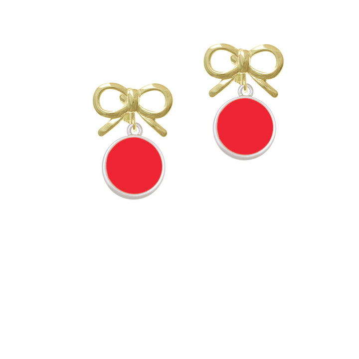 Small Red Enamel Disc Crystal Clip On Earrings Image 10