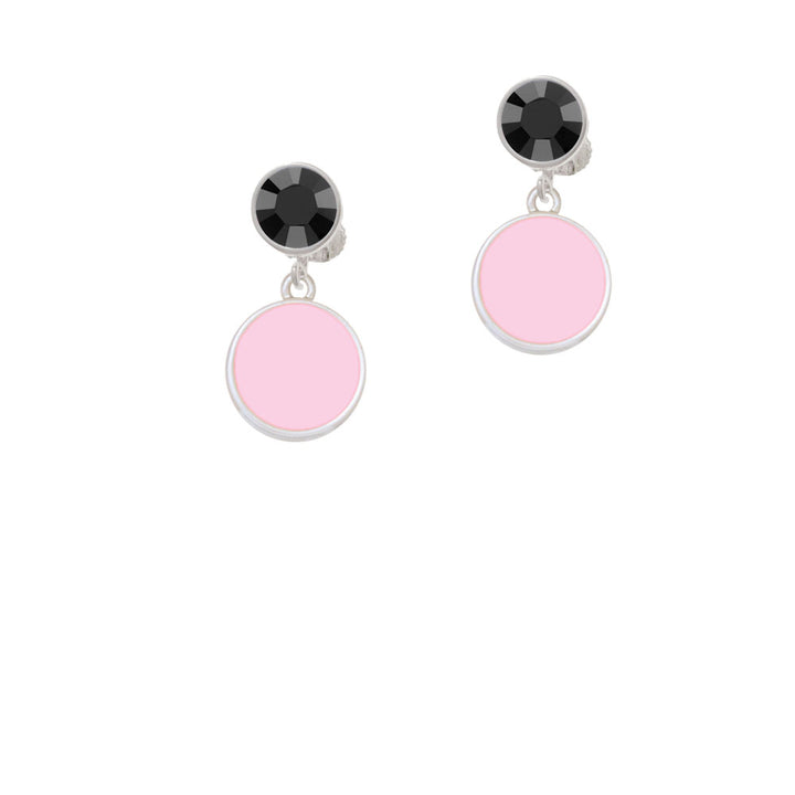 Small Pink Enamel Disc Crystal Clip On Earrings Image 3