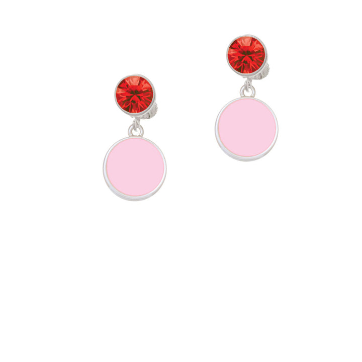 Small Pink Enamel Disc Crystal Clip On Earrings Image 4