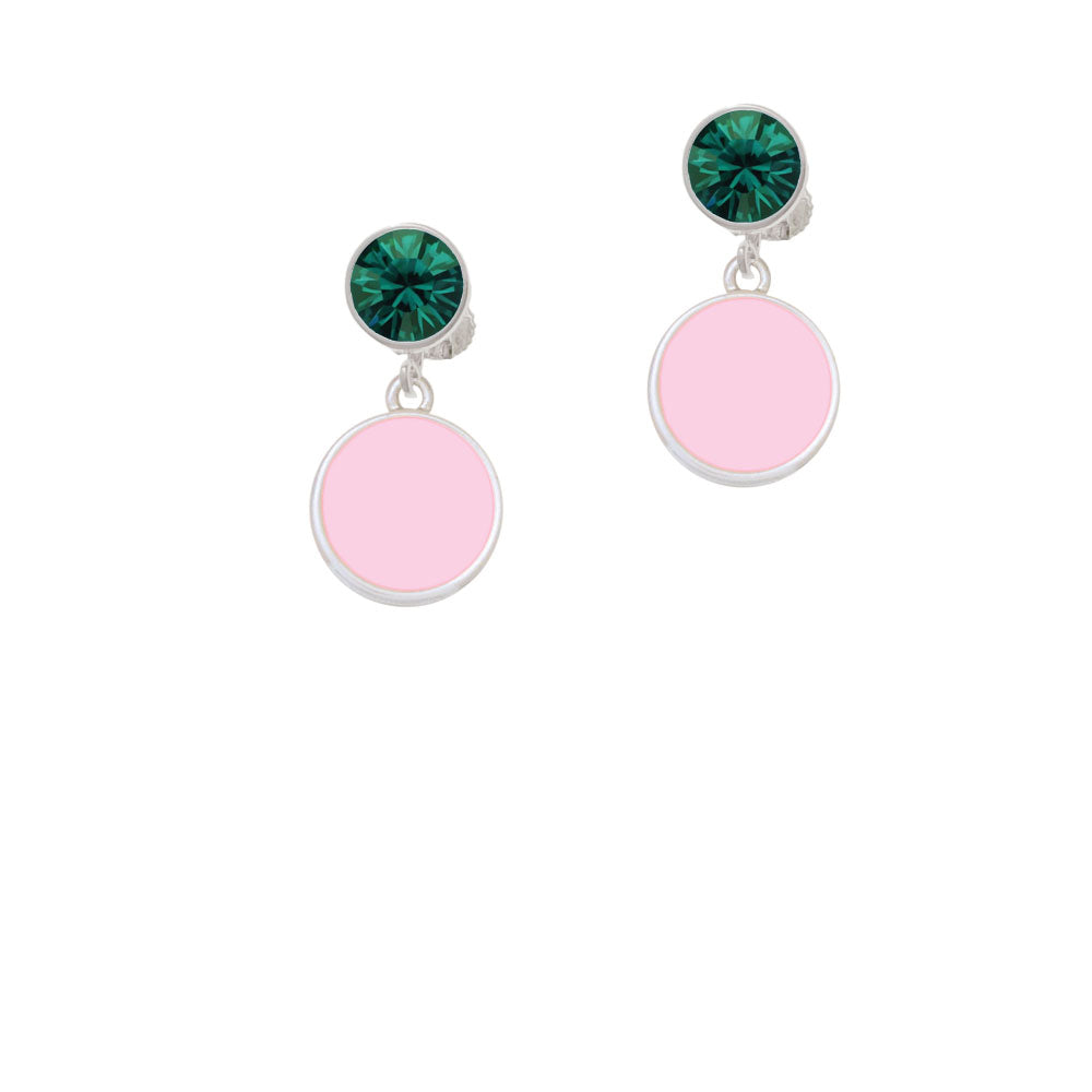 Small Pink Enamel Disc Crystal Clip On Earrings Image 6