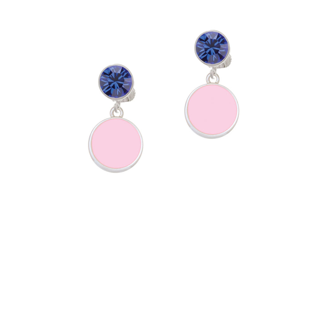 Small Pink Enamel Disc Crystal Clip On Earrings Image 7