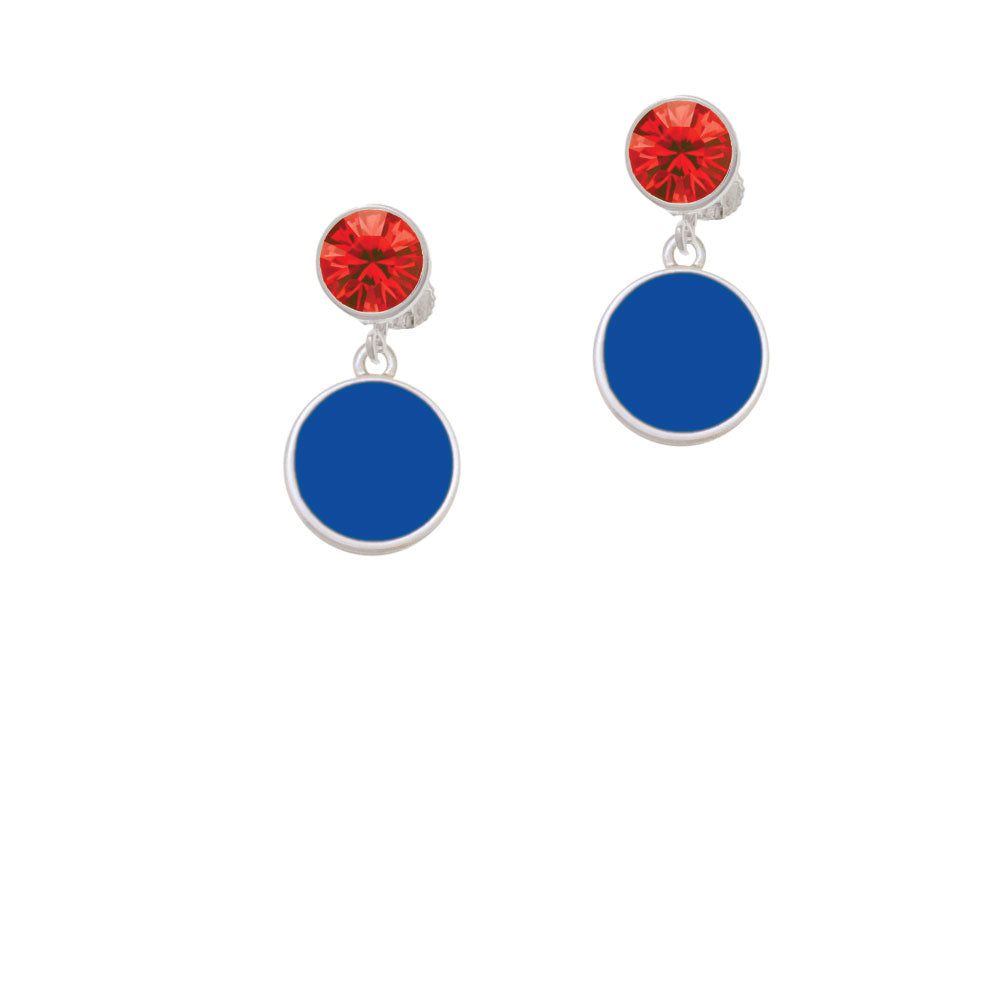 Small Navy Blue Enamel Disc Crystal Clip On Earrings Image 4