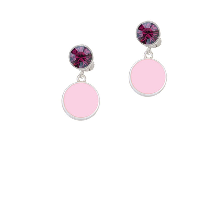 Small Pink Enamel Disc Crystal Clip On Earrings Image 8