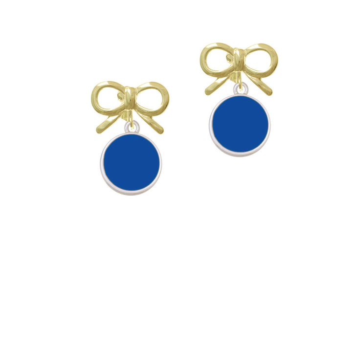 Small Navy Blue Enamel Disc Crystal Clip On Earrings Image 10