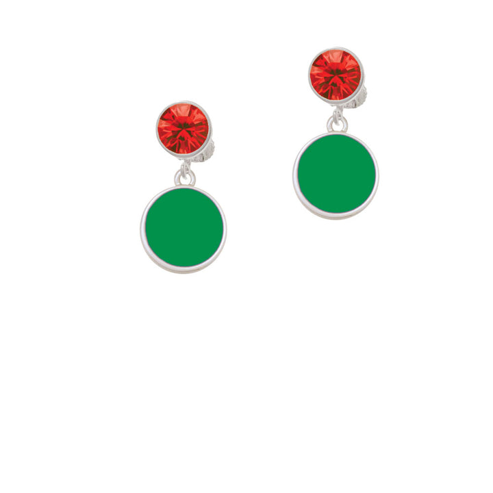 Small Green Enamel Disc Crystal Clip On Earrings Image 4