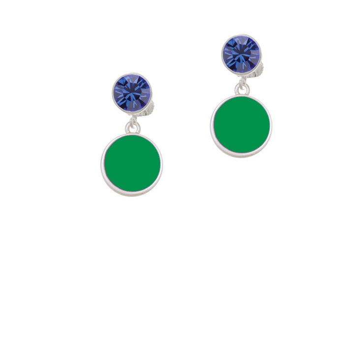 Small Green Enamel Disc Crystal Clip On Earrings Image 7