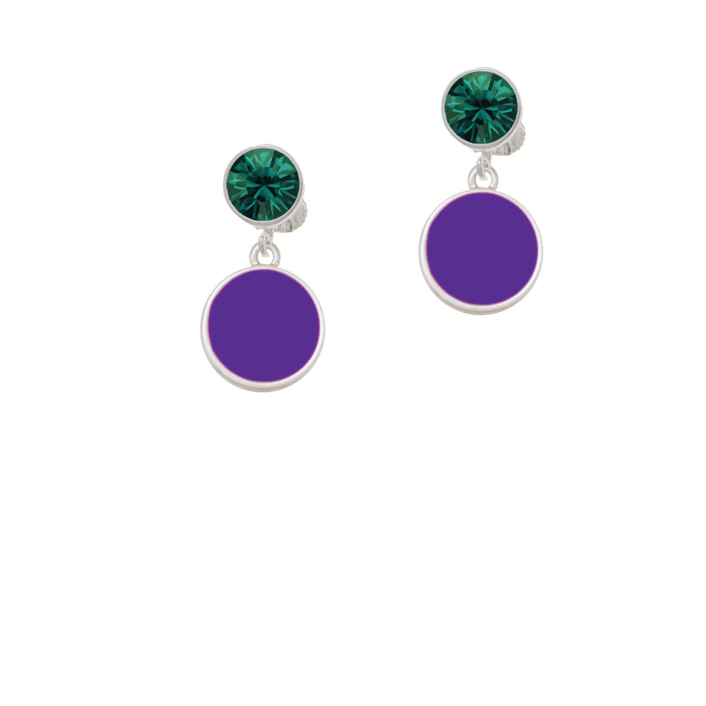 Small Purple Enamel Disc Crystal Clip On Earrings Image 6