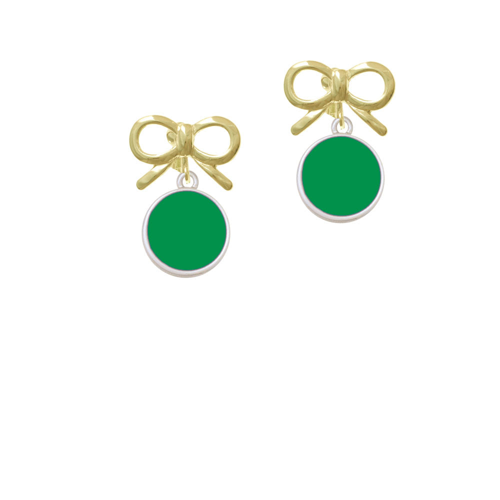 Small Green Enamel Disc Crystal Clip On Earrings Image 10