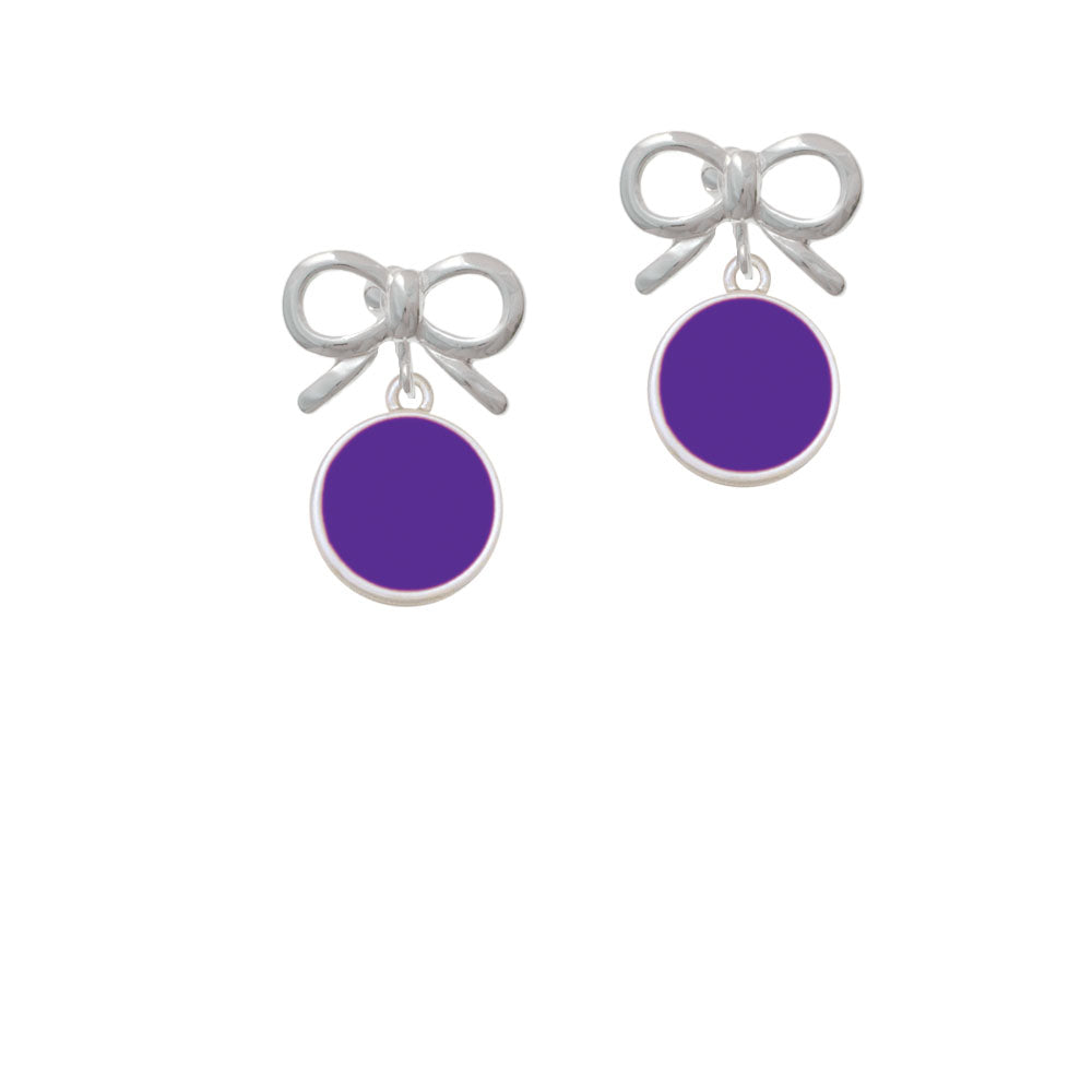 Small Purple Enamel Disc Crystal Clip On Earrings Image 9