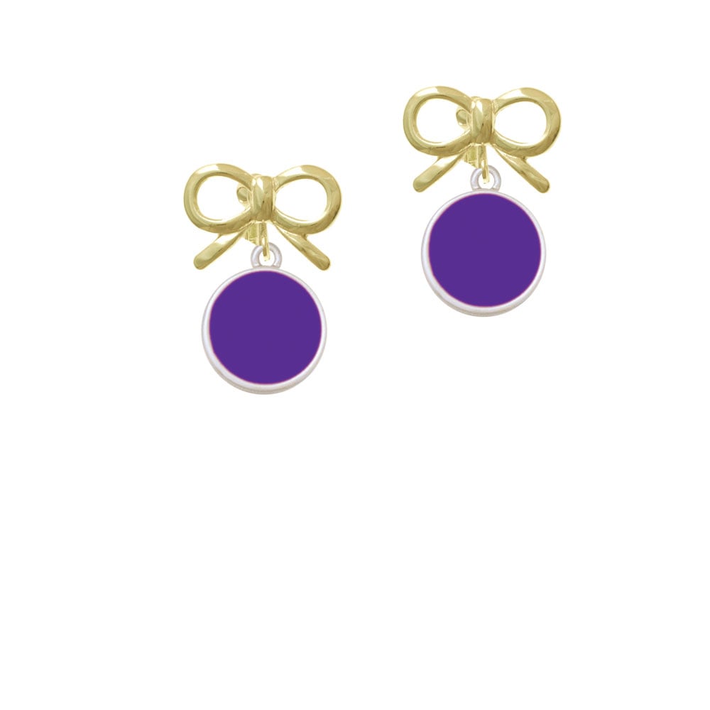 Small Purple Enamel Disc Crystal Clip On Earrings Image 10