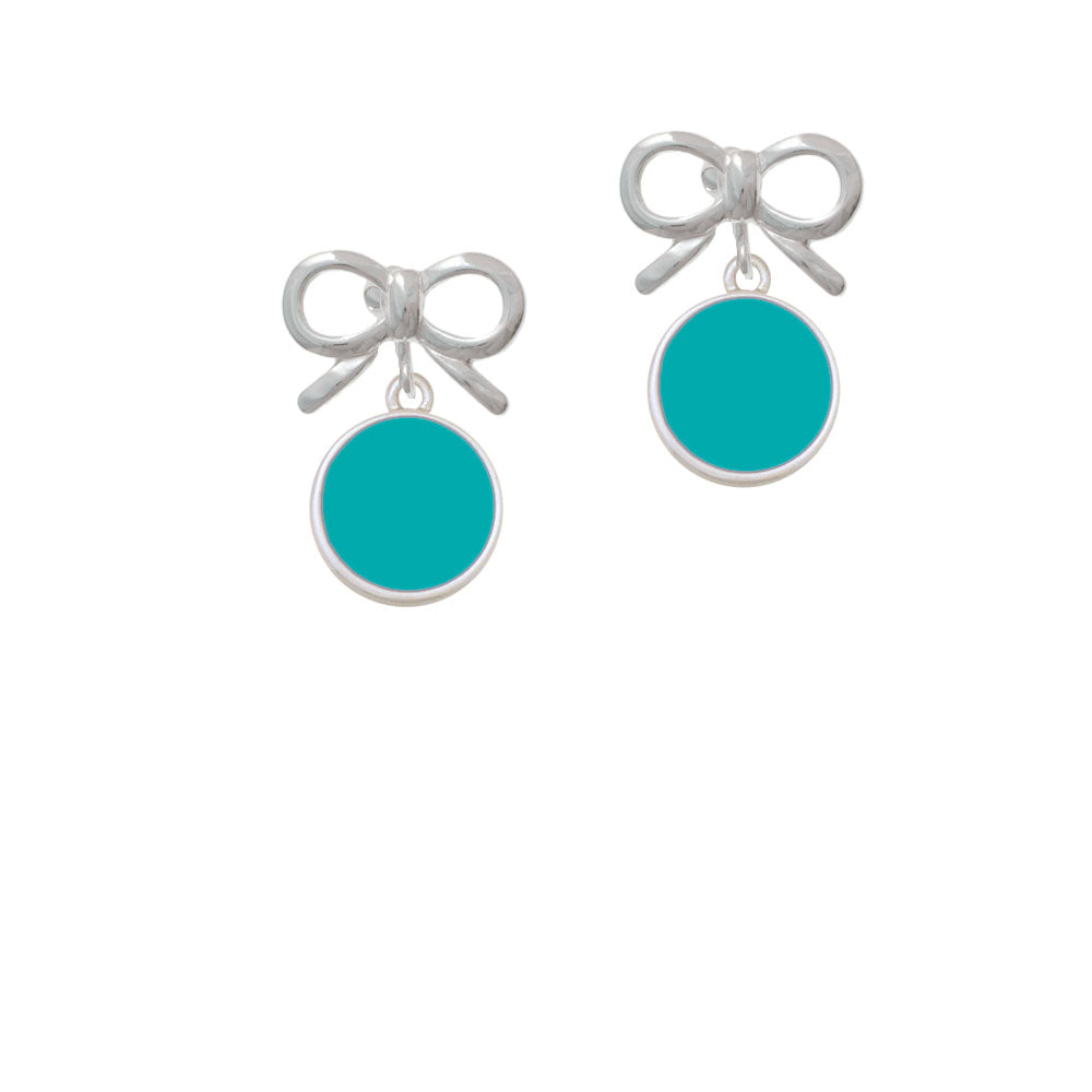 Small Teal Enamel Disc Crystal Clip On Earrings Image 9