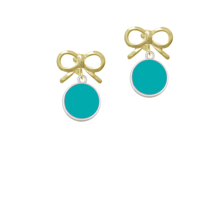 Small Teal Enamel Disc Crystal Clip On Earrings Image 10