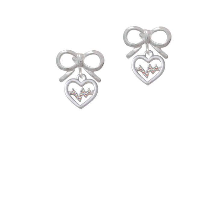 Heart with AB Crystal Heartbeat Crystal Clip On Earrings Image 9