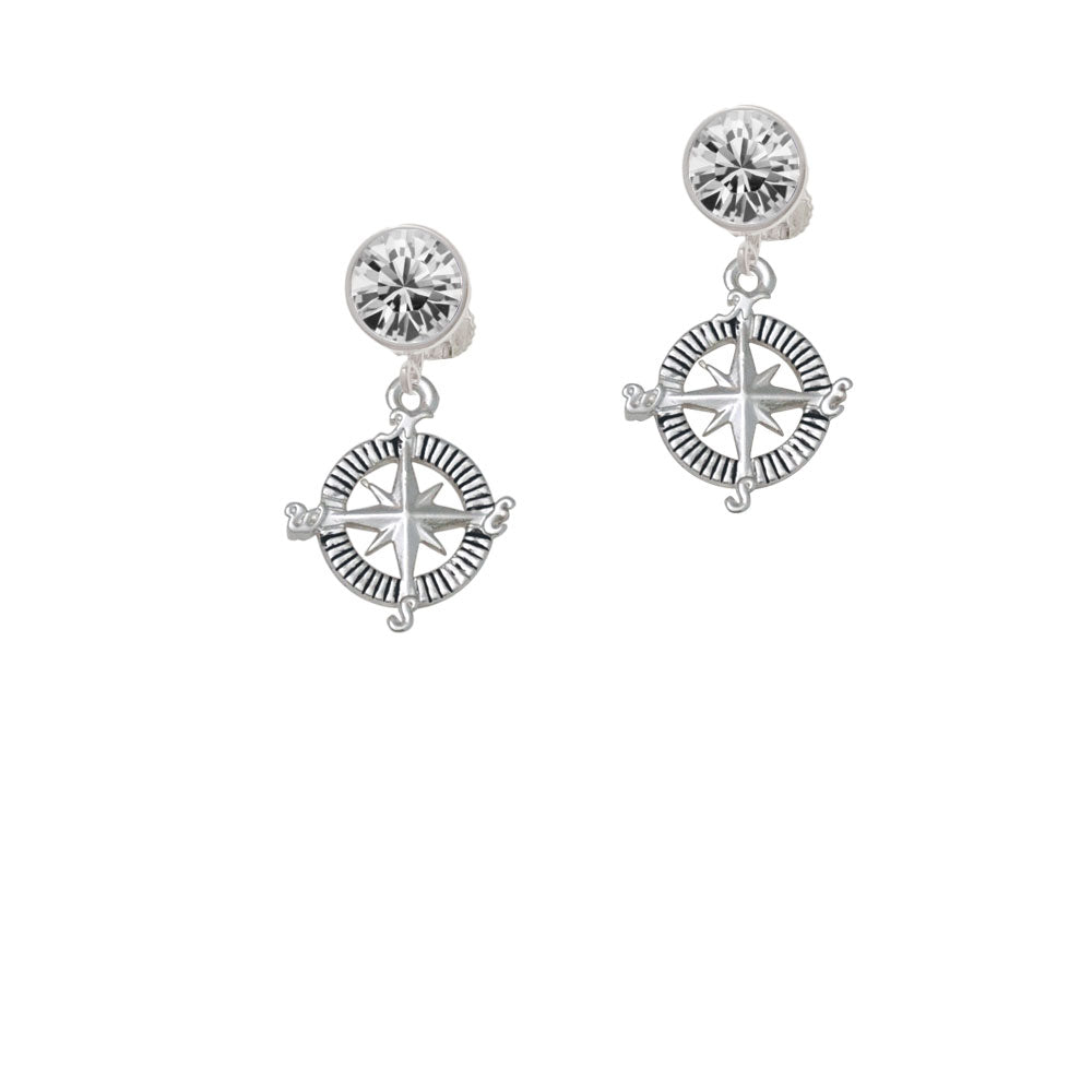 Compass Crystal Clip On Earrings Image 2