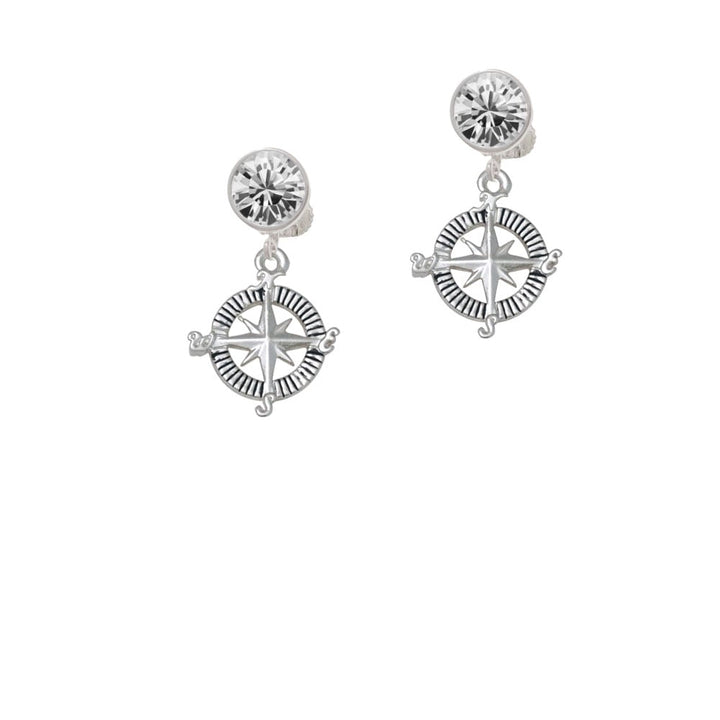 Compass Crystal Clip On Earrings Image 1