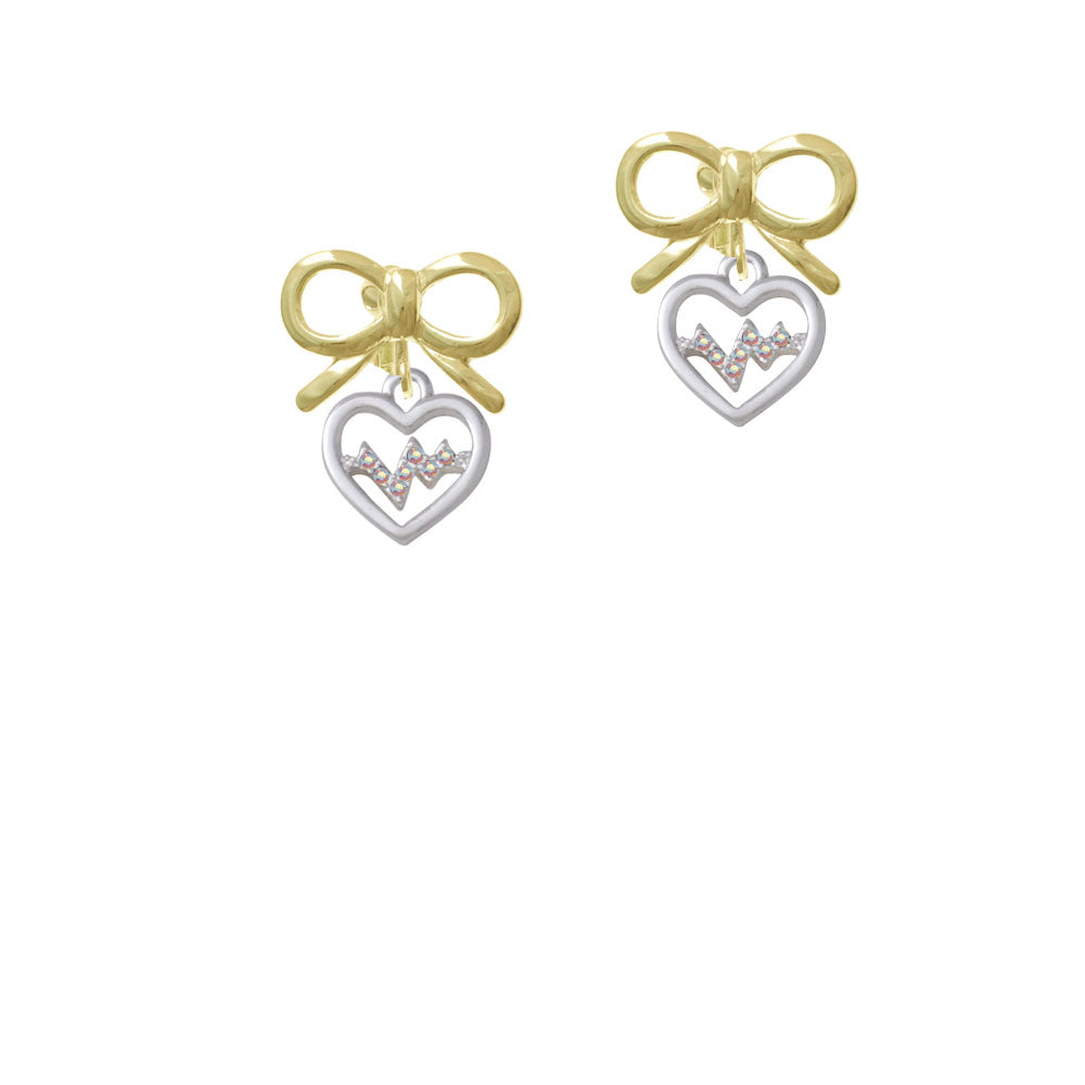 Heart with AB Crystal Heartbeat Crystal Clip On Earrings Image 10