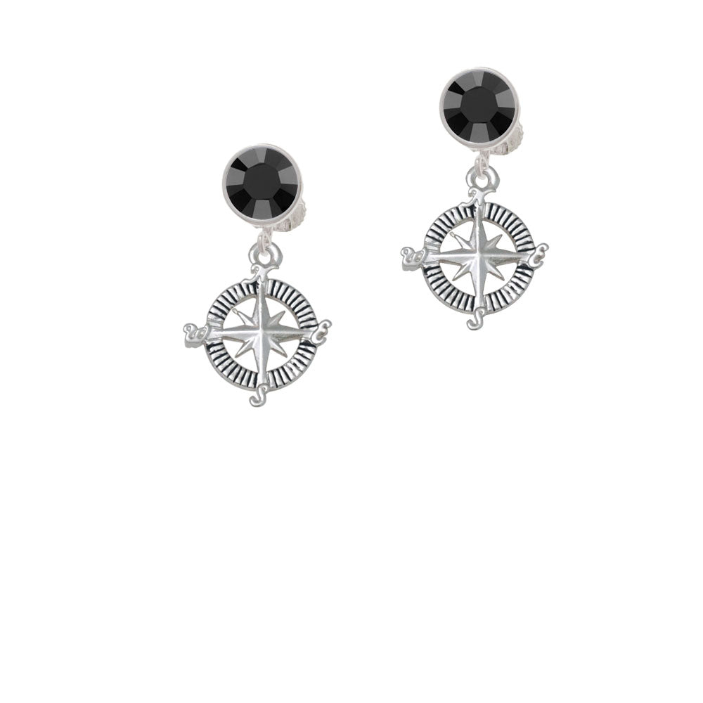 Compass Crystal Clip On Earrings Image 3