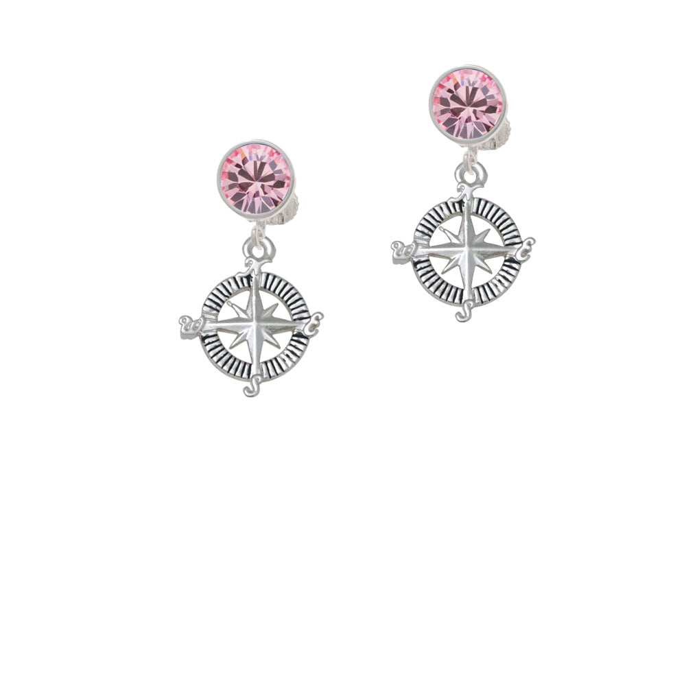 Compass Crystal Clip On Earrings Image 4