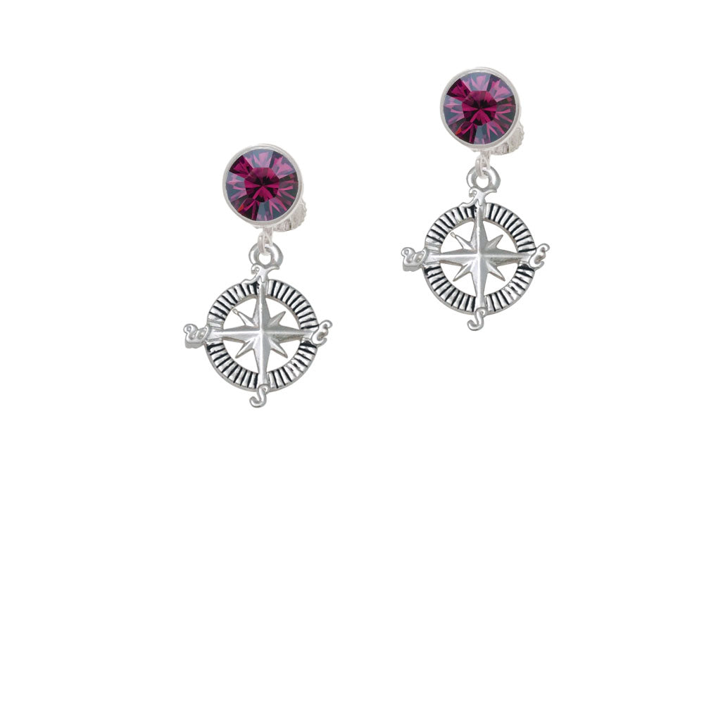 Compass Crystal Clip On Earrings Image 8