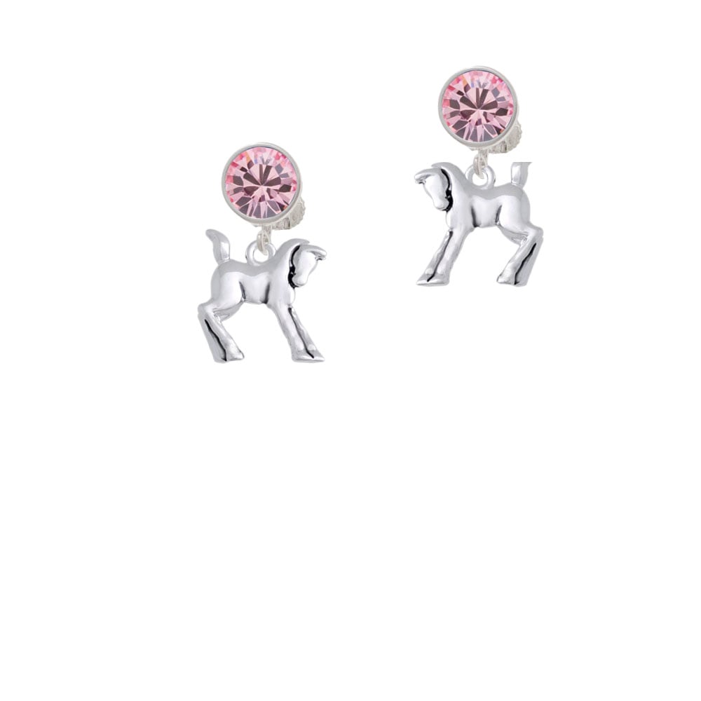 Prancing Horse Crystal Clip On Earrings Image 1