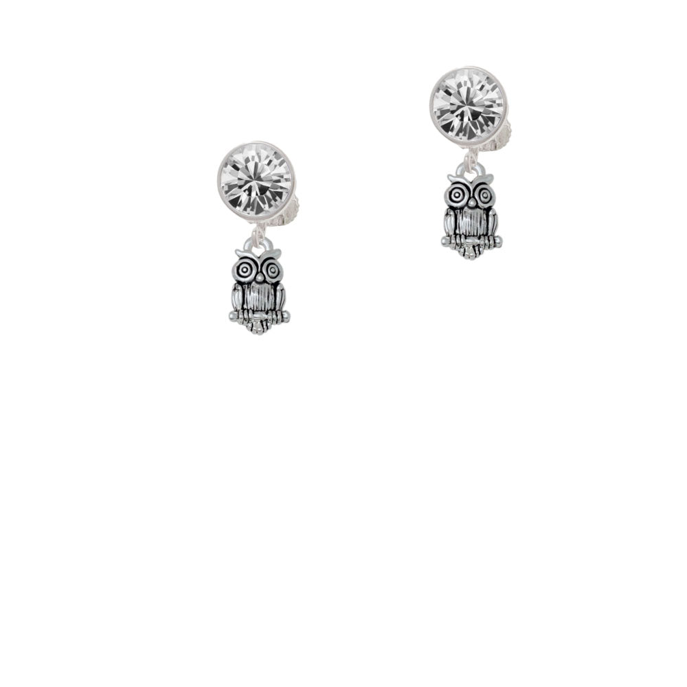 Mini Owl Crystal Clip On Earrings Image 2