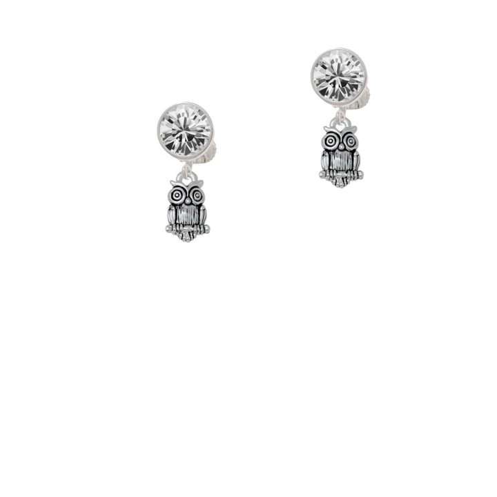 Mini Owl Crystal Clip On Earrings Image 1