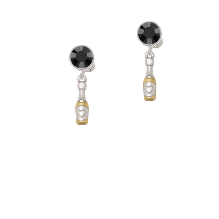 Two Tone Champagne Bottle Crystal Clip On Earrings Image 3