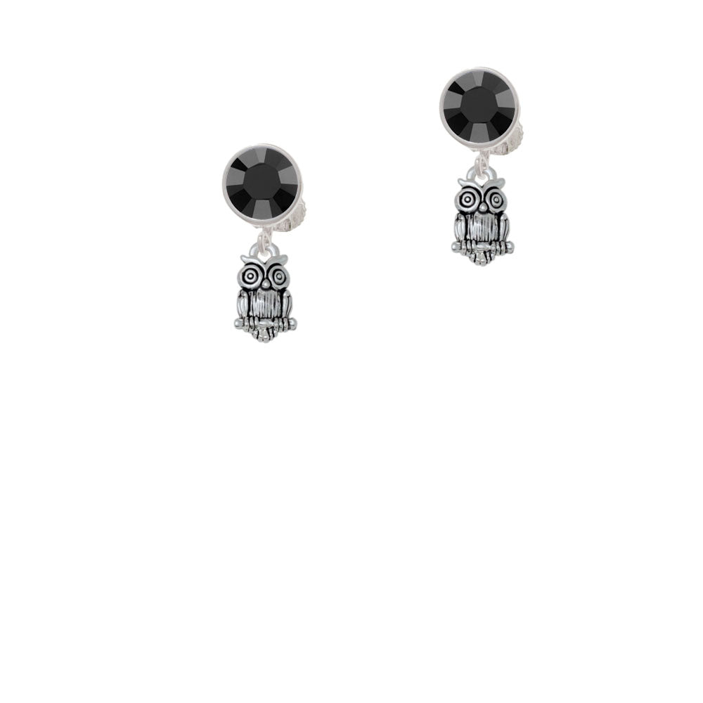 Mini Owl Crystal Clip On Earrings Image 3