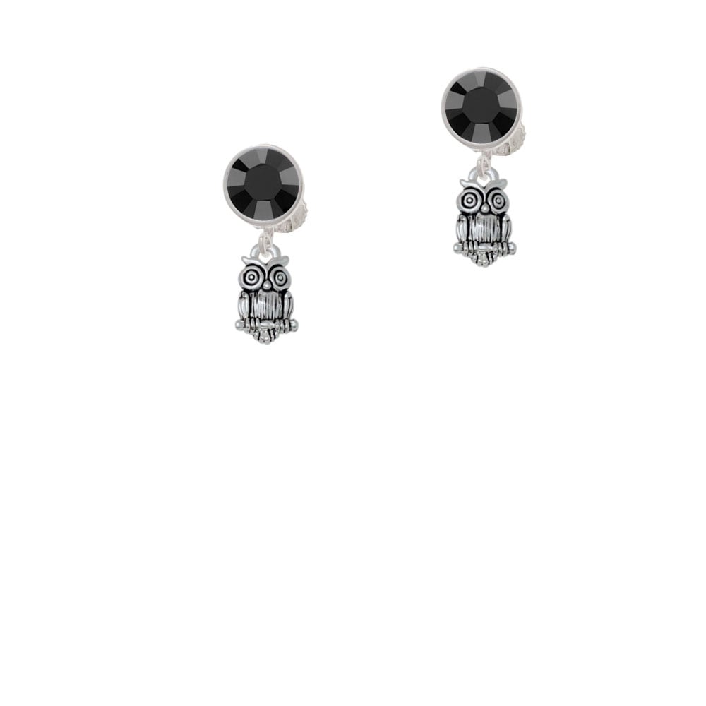 Mini Owl Crystal Clip On Earrings Image 1