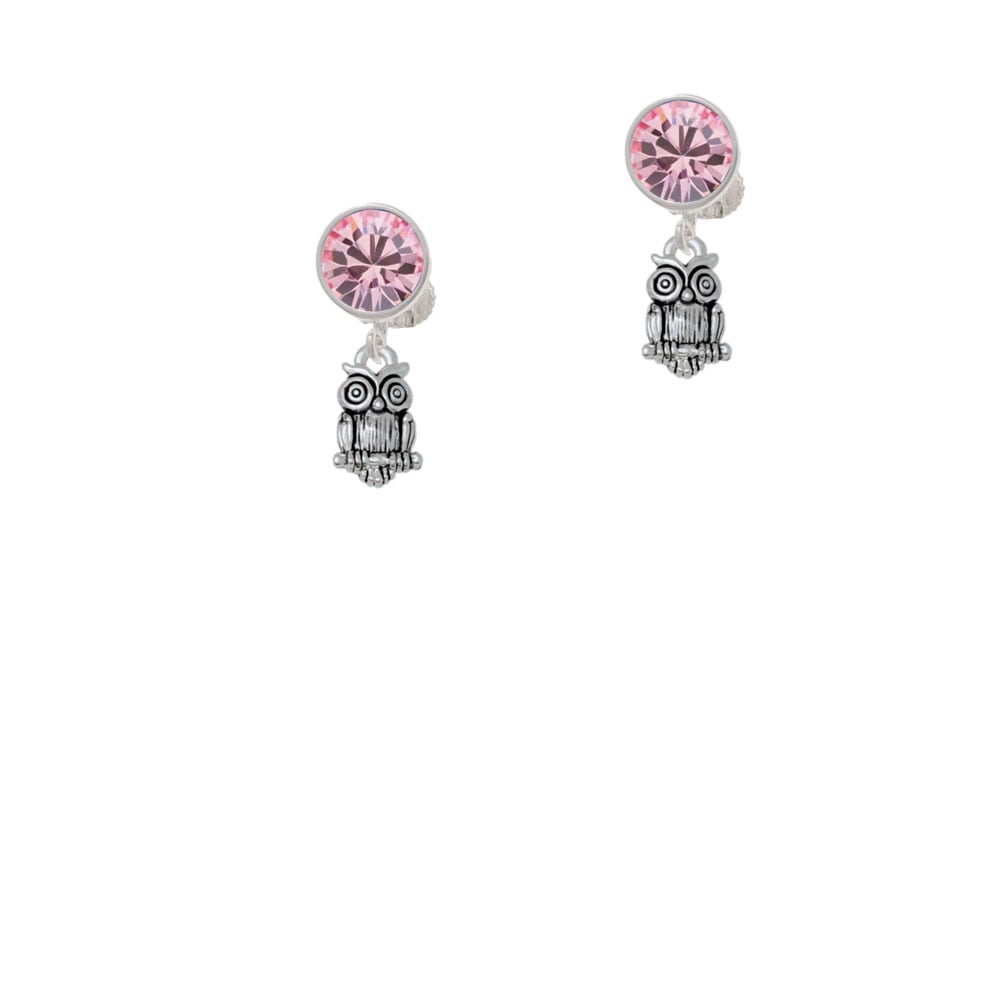 Mini Owl Crystal Clip On Earrings Image 1