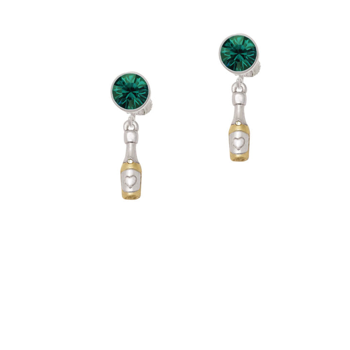 Two Tone Champagne Bottle Crystal Clip On Earrings Image 6