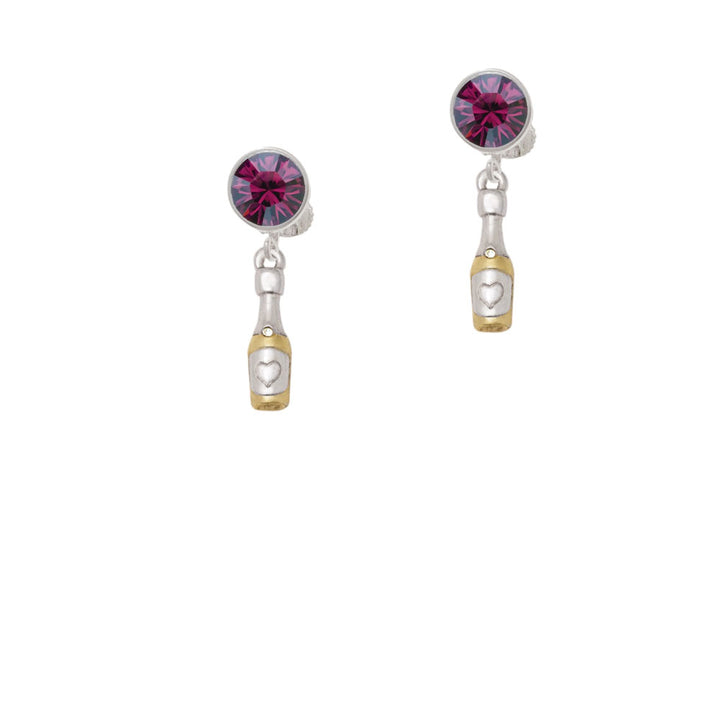 Two Tone Champagne Bottle Crystal Clip On Earrings Image 8