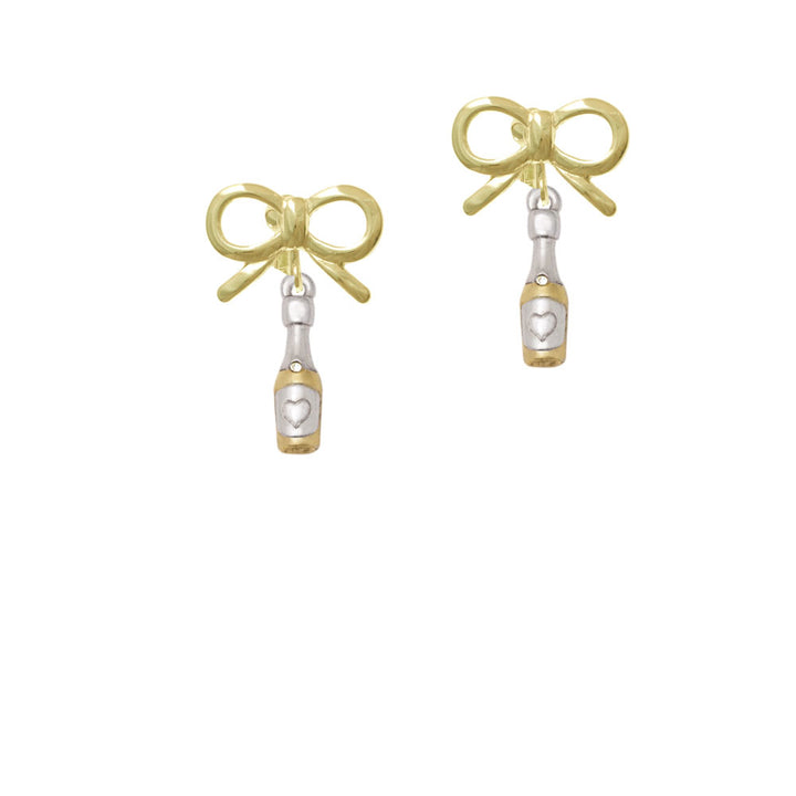 Two Tone Champagne Bottle Crystal Clip On Earrings Image 10