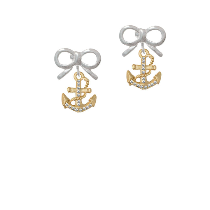 Gold Tone Clear Crystal Anchor Crystal Clip On Earrings Image 9