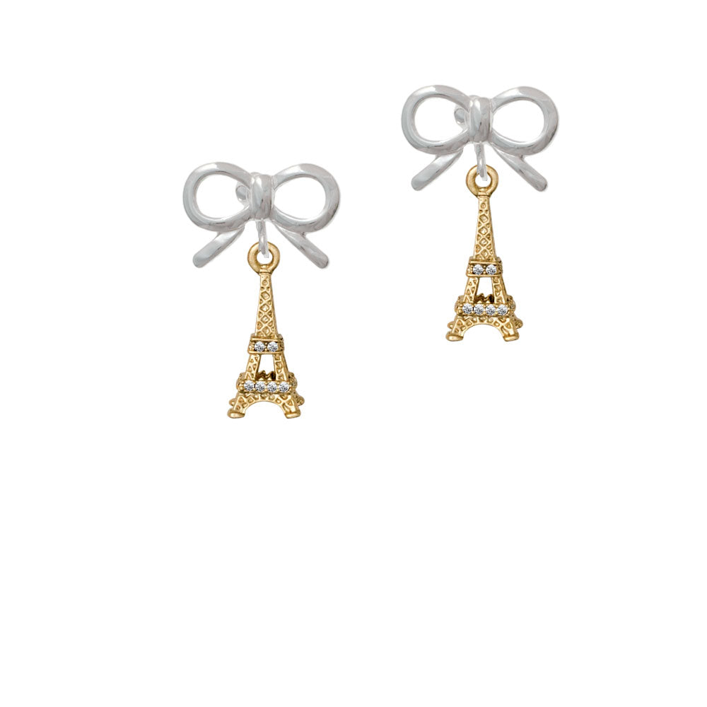 Gold Tone Crystal Eiffel Tower Crystal Clip On Earrings Image 8