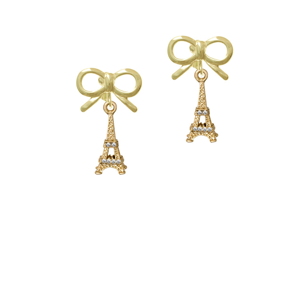 Gold Tone Crystal Eiffel Tower Crystal Clip On Earrings Image 9